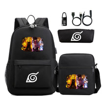 Naruto Usb Password Lock Backpack Three Piece Set For Men And Women Backpack Set
