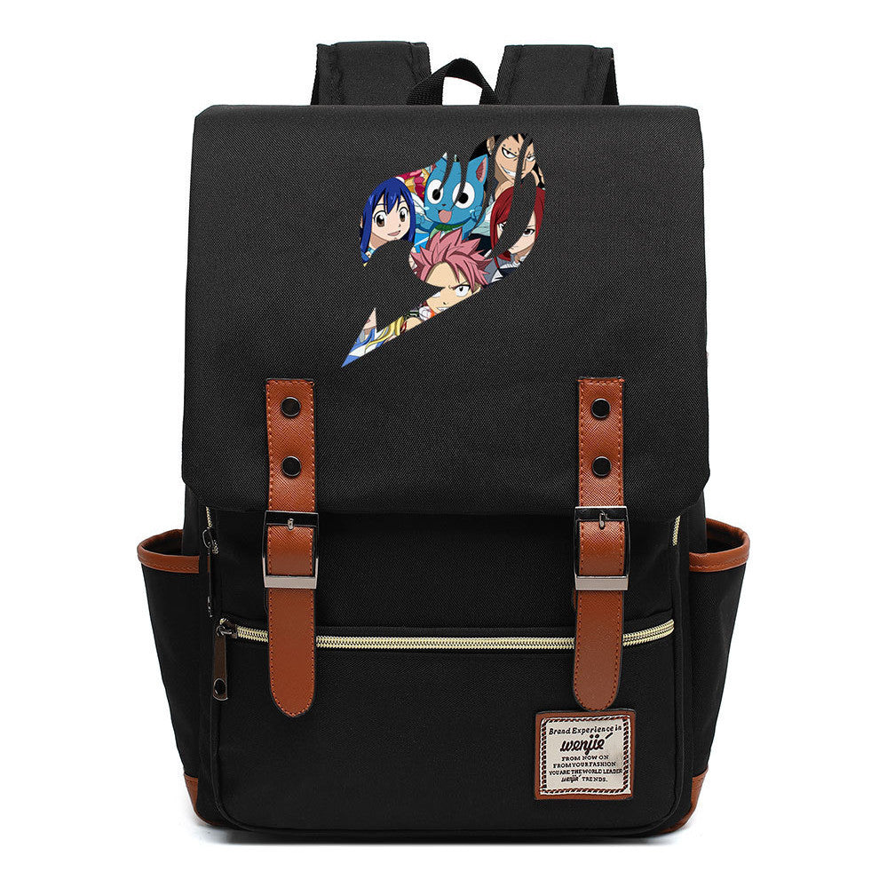 Printed Youth Student School Bag Casual Belt Buckle Classic Backpack