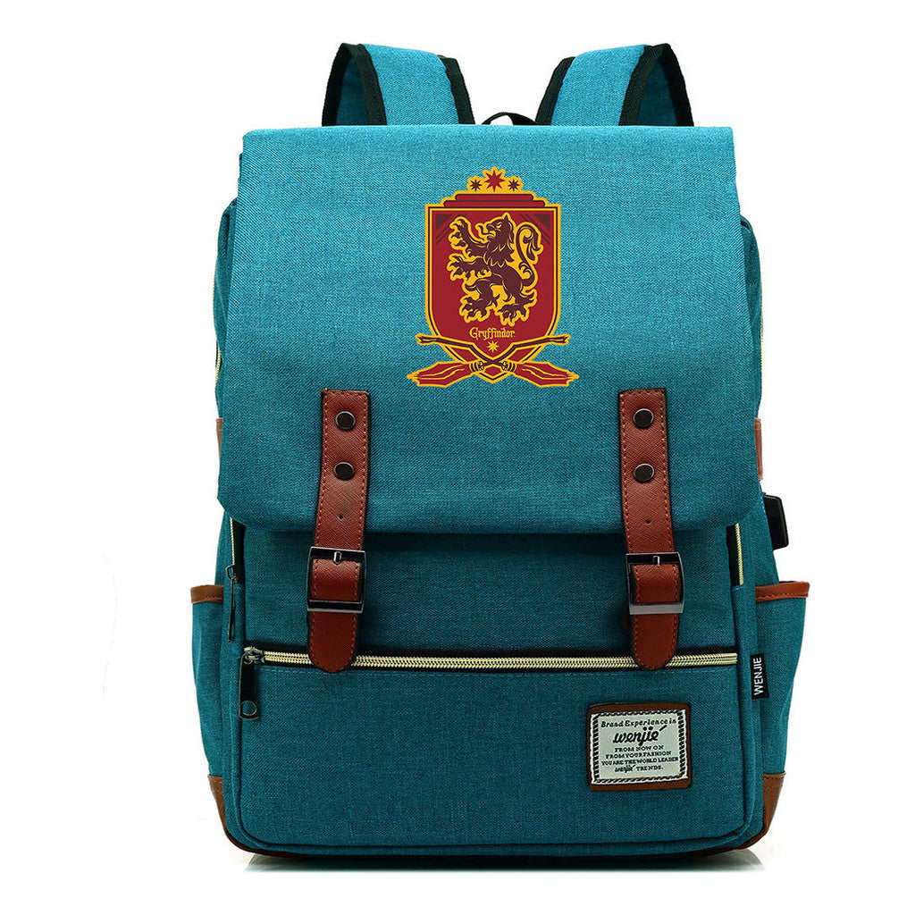 School Of Witchcraft And Wizardry Youth Backpack Usb Leisure Belt Buckle Backpack
