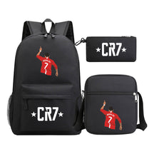 Sports star Cristiano Ronaldo printed youth student backpack 3-piece set for boys and girls backpack set