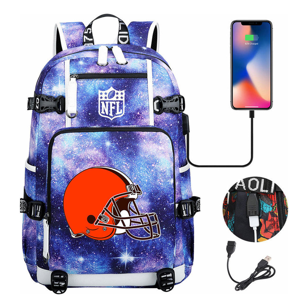 Rugby Team Printed Usb Youth Student Backpack, Leisure Travel Backpack