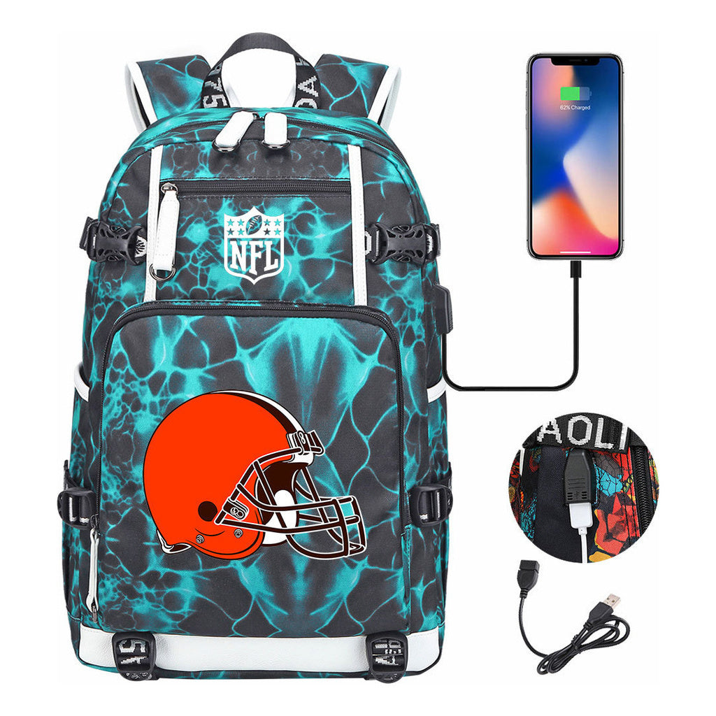 Rugby Team Printed Usb Youth Student Backpack, Leisure Travel Backpack