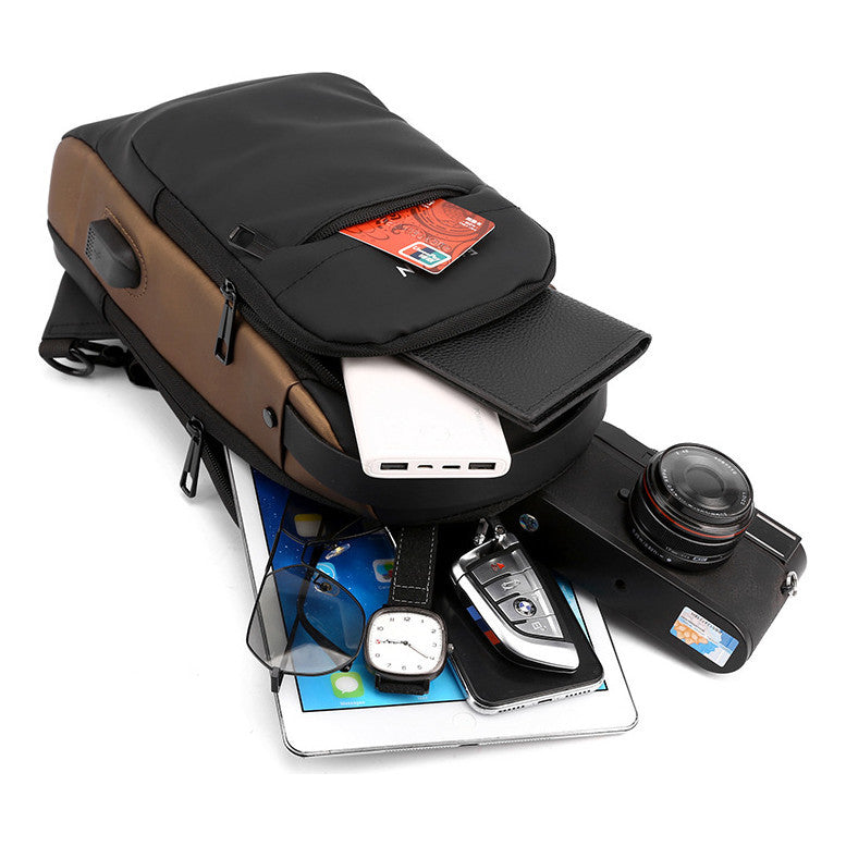 Usb Chest Bag Password Lock Men's Shoulder Bag Casual Sports Waist Bag Small Bag Multifunctional Crossbody Bag