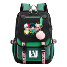 My Heroes Academy Usb Youth Student Backpack For Boys And Girls, Casual Woven Strap Flip Back Backpack