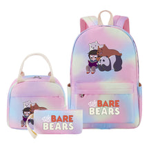 Cartoon Cute Three Bears Youth Student Girls School Bag Lunch Bag Three Piece Set Backpack Set