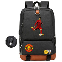 Football Star Cristiano Ronaldo Printed Usb Youth Student Backpack For Boys And Girls Leisure Travel Backpack