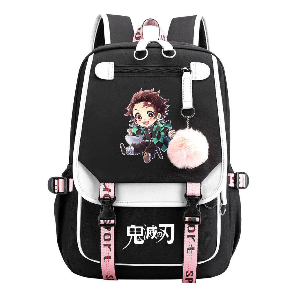 Comic Cartoon Fashion Usb Student Backpack Casual Woven Flap Backpack
