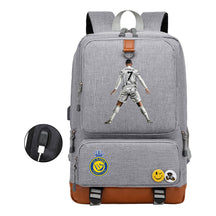 Football Star Cristiano Ronaldo Printed Usb Student Backpack Leisure Travel Backpack