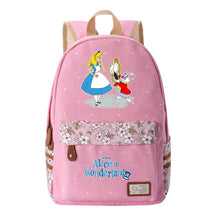 Anime Cartoon Cheshire Cat Print Youth Student Backpack With Floral Casual Backpack