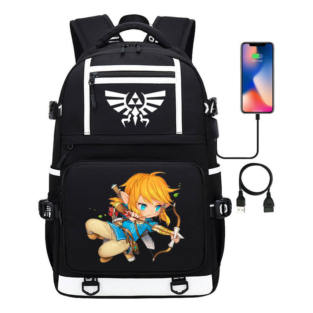 Legend Of Zelda Printed Usb Youth Student Backpack Men's And Women's Backpack Leisure Travel Bag