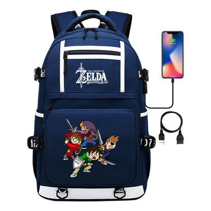 Legend Of Zelda Printed Usb Youth School Bag Backpack Leisure Travel Bag