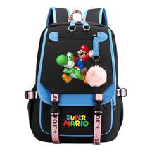 Super Mario Printed Usb Youth Student Backpack For Men And Women With Casual Woven Strap Flap Backpack