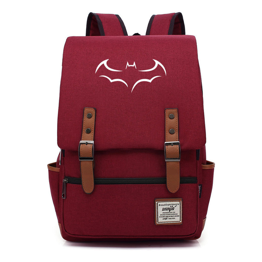 Superhero Batman Print Youth Student Backpack Casual Belt Buckle Classic Backpack