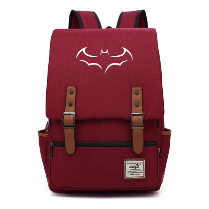 Superhero Batman Print Youth Student Backpack Casual Belt Buckle Classic Backpack