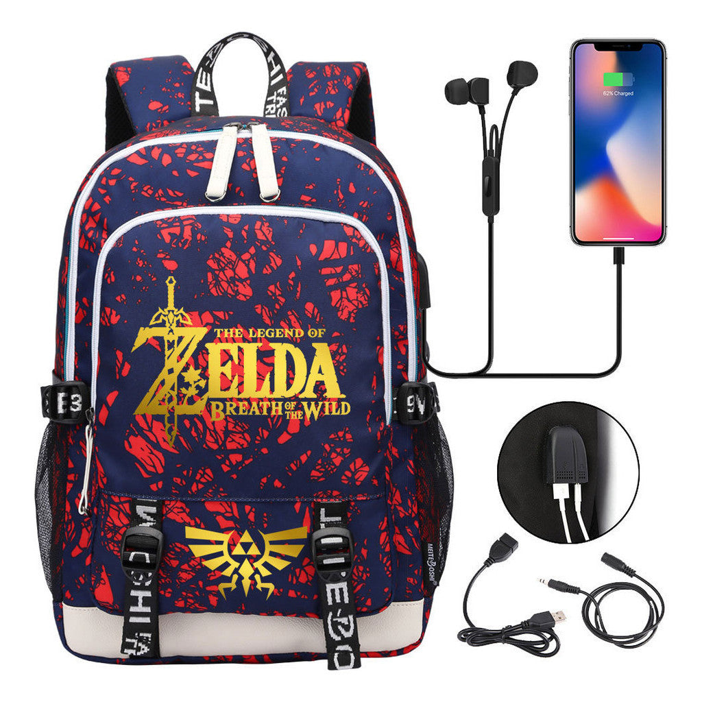 Golden Selda Kingdom Tears Usb Youth Student Backpack Men's And Women's Leisure Sports Backpack