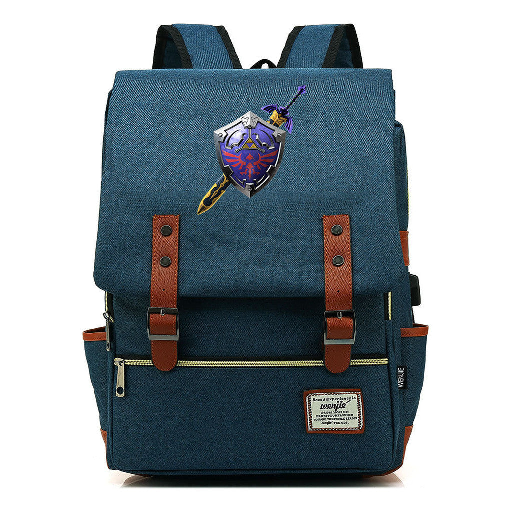 Printed Youth Student Backpack Usb Men's And Women's Casual Backpack