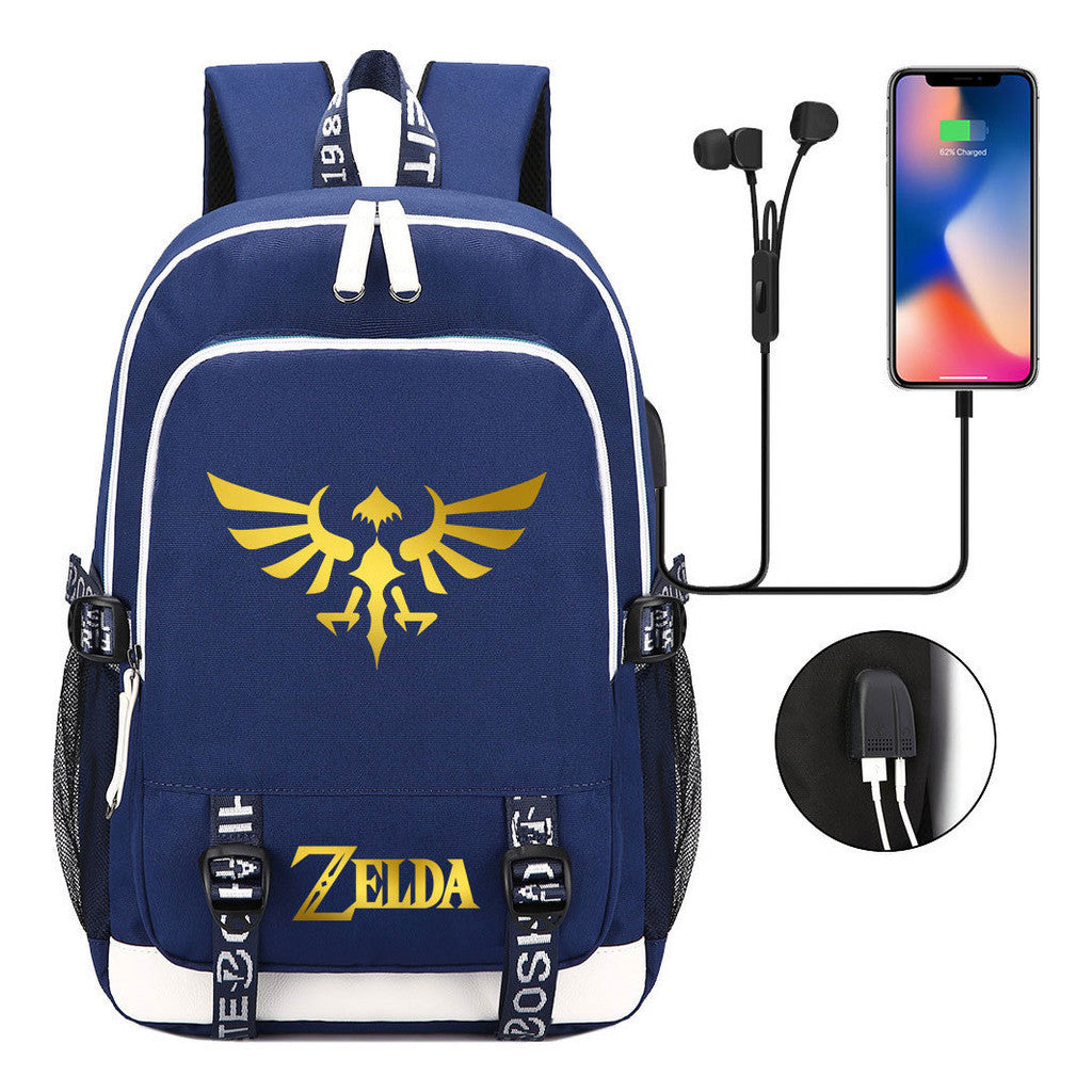 Golden Usb Youth Student Backpack For Leisure Sports Backpack