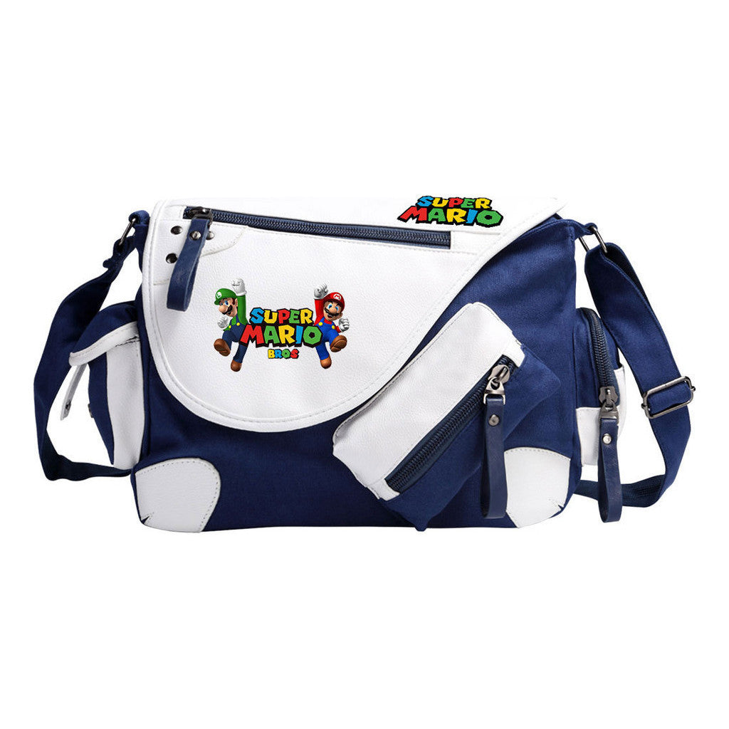 Super Mario Youth Student School Bag Canvas Shoulder Bag Casual Straddle Backpack