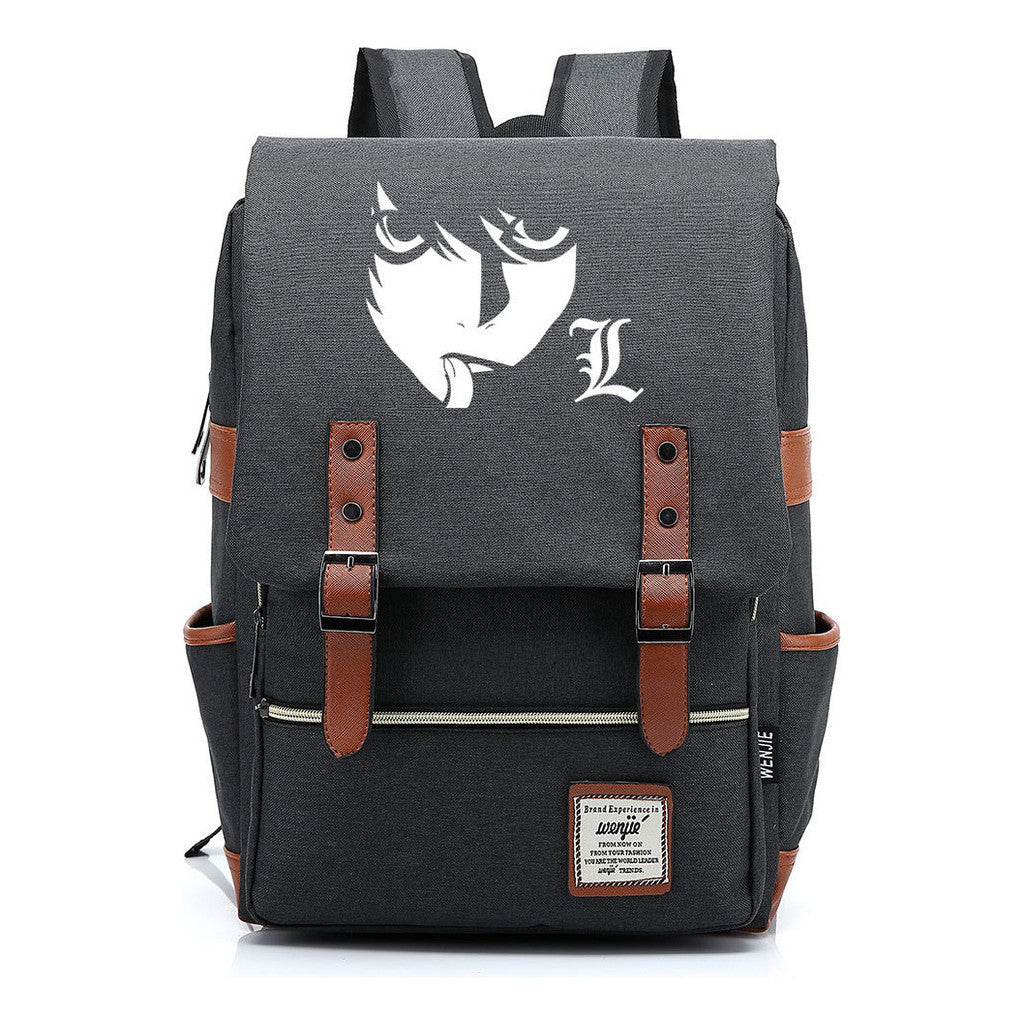 Manga Death Note Youth Student School Bag Men's And Women's Leisure Belt Buckle Backpack