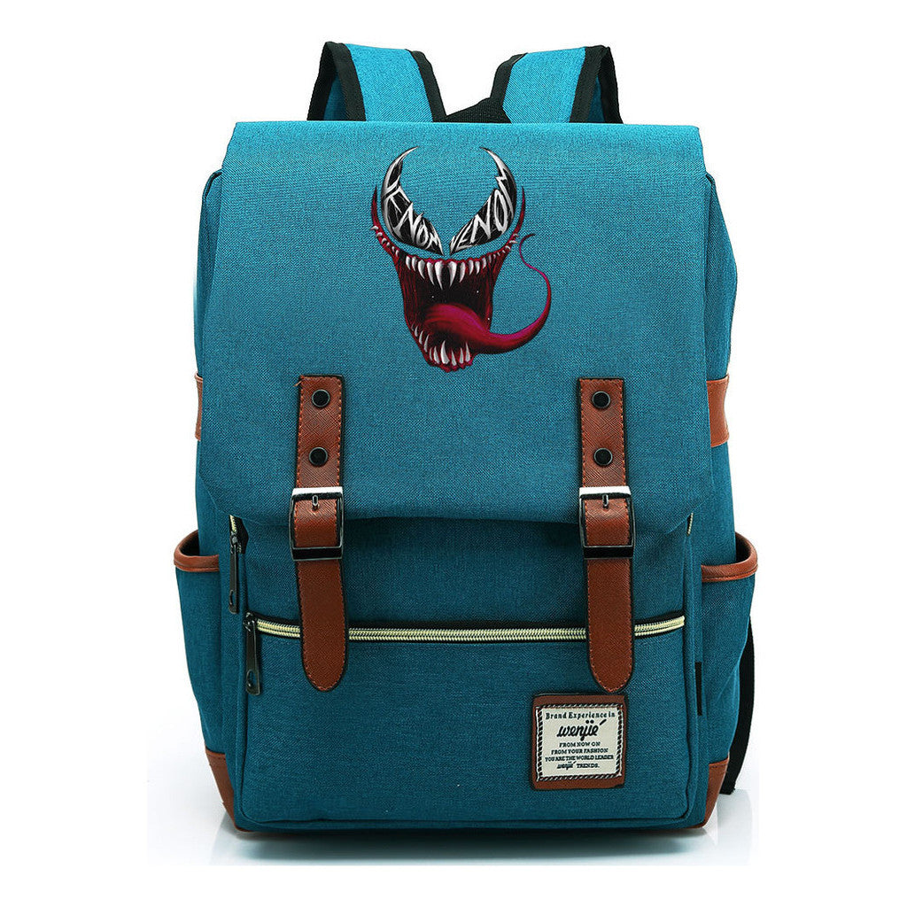 Printed Youth Student School Bag Casual Belt Buckle Classic Backpack