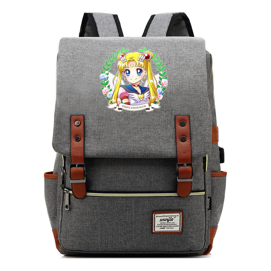 Beautiful Girl Warrior Youth Student School Bag Usb Men's And Women's Leisure Backpack