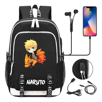 Naruto Student Backpack Usb Men's And Women's Casual Backpack
