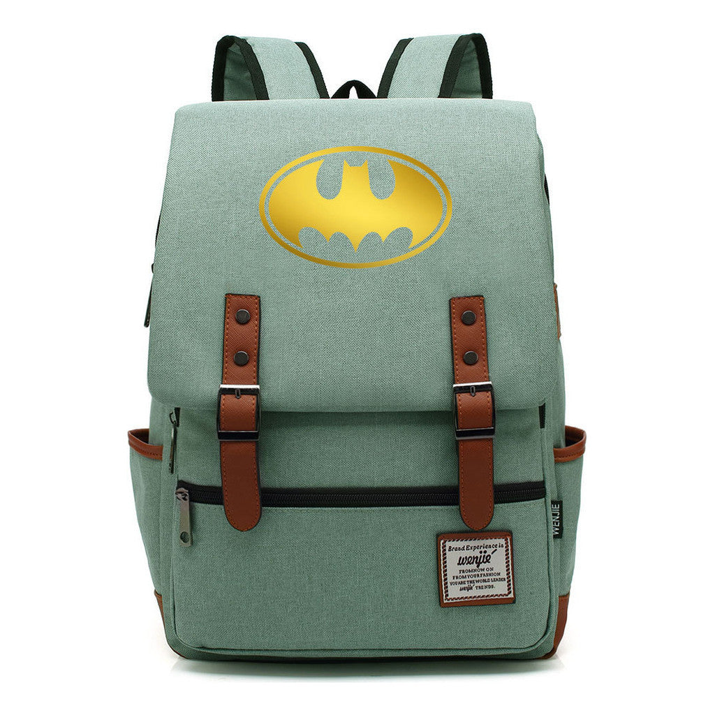 Golden Hero Batman Printed Youth Student School Bag Casual Belt Buckle Classic Backpack