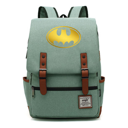 Golden Hero Batman Printed Youth Student School Bag Casual Belt Buckle Classic Backpack