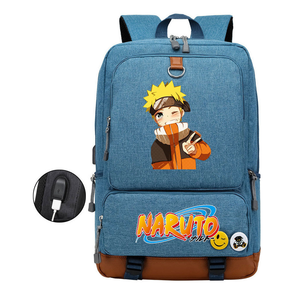 Naruto Print Usb Youth Backpack Leisure Travel Backpack