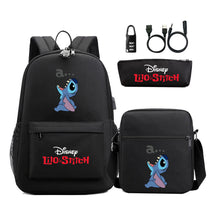 Interstellar Baby Stitch Usb Password Lock Youth Student Backpack 3-piece Set For Men And Women Backpacks