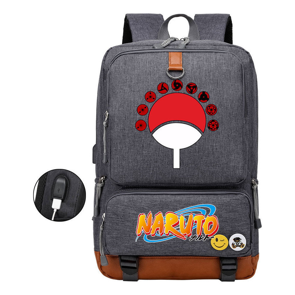 Naruto Print Usb Youth Student Backpack For Men And Women Leisure Travel Backpack