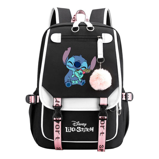 Interstellar Baby Stitch Usb Backpack For Boys And Girls Casual Woven Strap Flip Backpack