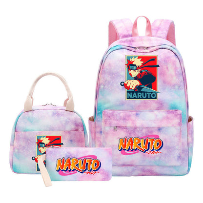 Naruto Teenage Student Girls School Bag Lunch Bag Three Piece Set Backpack Set