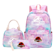 Jurassic Park Dinosaur Youth Student Girls School Bag Lunch Bag Three Piece Set Backpack Set