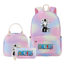 Cartoon Pirate King Youth Student Girls School Bag Lunch Bag Three Piece Set Backpack Set