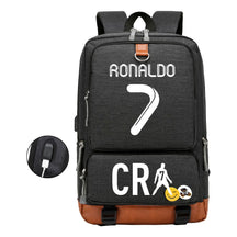 Football Star Cristiano Ronaldo Printed Usb Youth Student Backpack For Leisure Travel Backpack