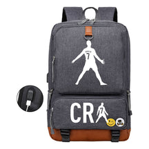 Football Star Cristiano Ronaldo Printed Usb Youth Student Backpack For Leisure Travel Backpack