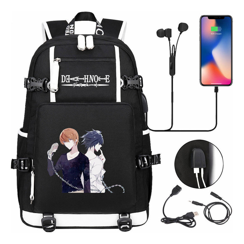 Death Note Usb Large Capacity Youth Student Backpack Men's And Women's Leisure Travel Backpack
