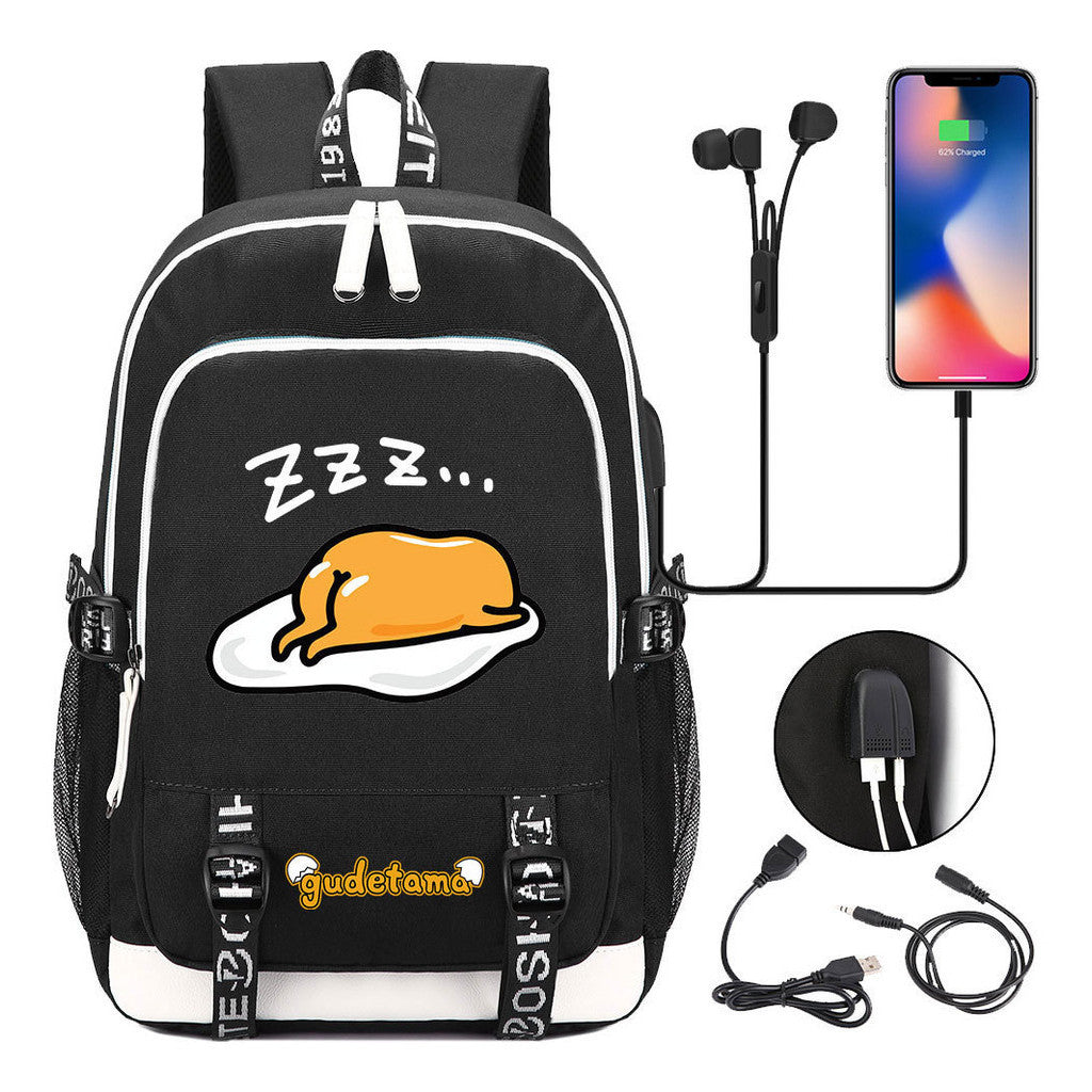 Comic Egg Yolk Lazy Egg Teenage Student Backpack Usb Boys And Girls Casual Backpack