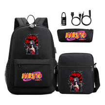 Naruto Usb Password Lock Youth Student Backpack Three Piece Set Backpack Set