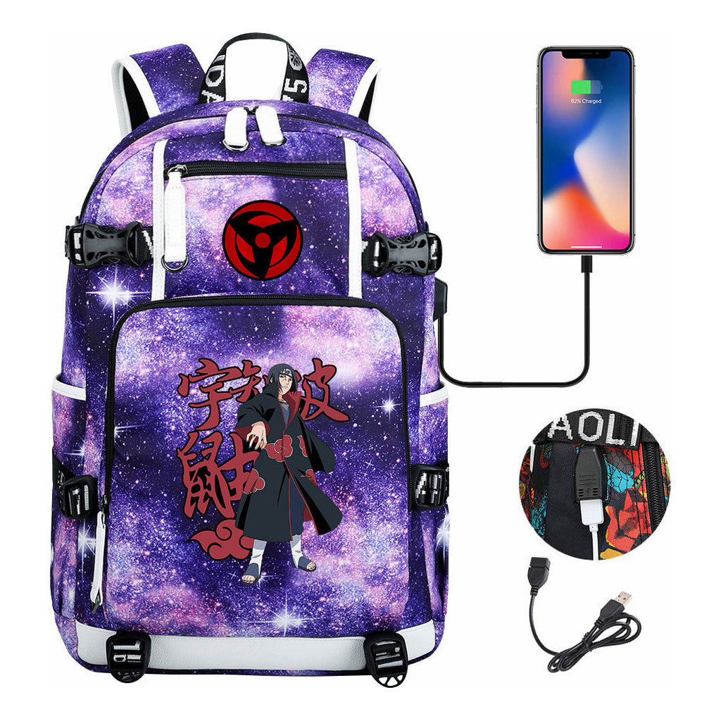 Naruto Usb Youth Student Backpack For Men And Women Leisure Travel Backpack
