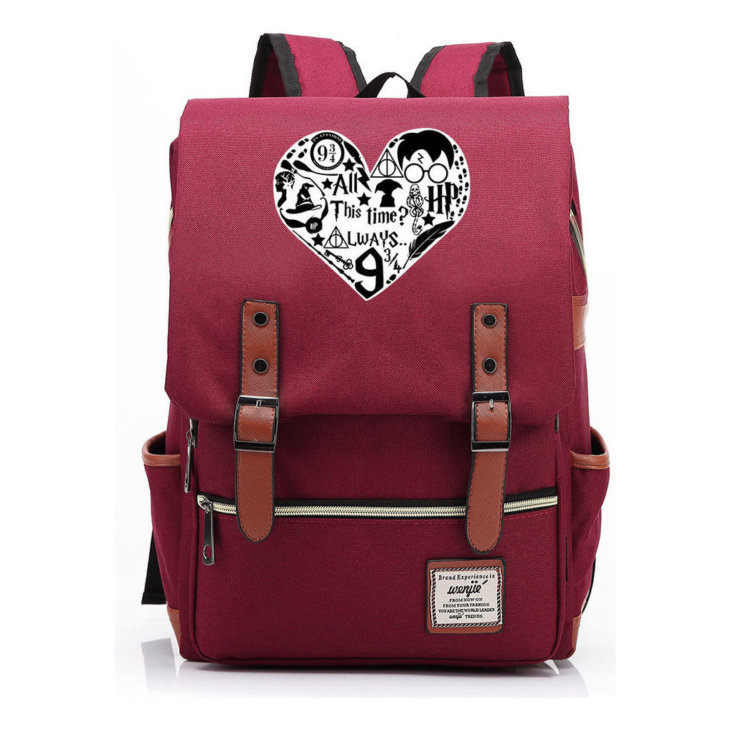 School Of Witchcraft And Wizardry Printed Youth Student School Bag Casual Belt Buckle Classic Backpack