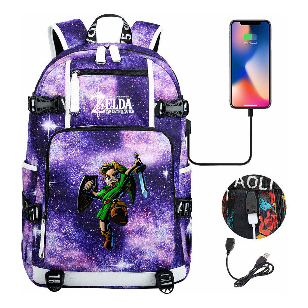 Legend Of Zelda Usb Earphones, Youth Backpacks, Men's And Women's Leisure Travel Backpacks