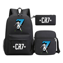 Sports star Cristiano Ronaldo printed youth student backpack 3-piece set for boys and girls backpack set