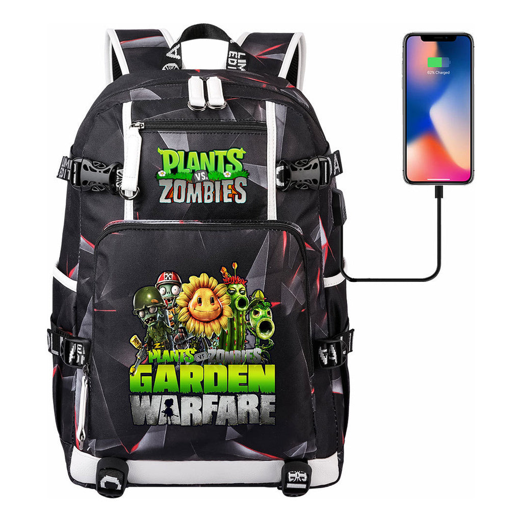 Plant Wars Usb Youth Student Backpack For Men And Women's Leisure Travel Backpack
