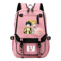 Comics My Heroes Academy Usb Student Backpack Casual Ribbon Flip Backpack