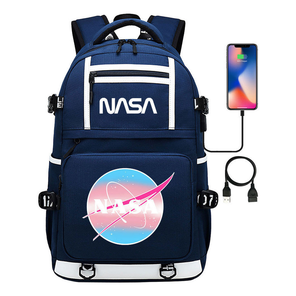 Fashionable Space Printed Usb Student Backpack Backpack Leisure Travel Backpack