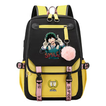 My Heroes Academy Usb Student Backpack, Casual Woven Strap Flip Back Backpack
