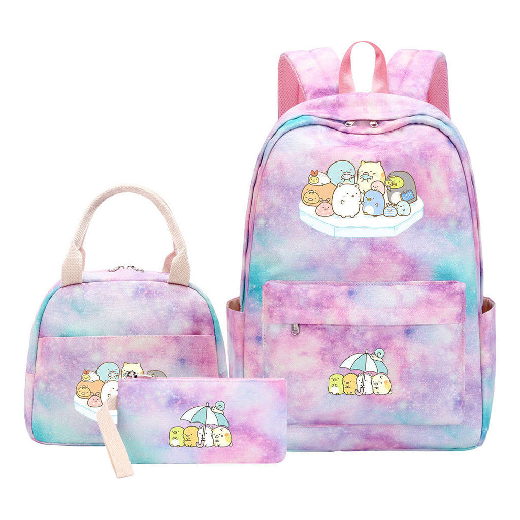 Game Corner Biology Youth School Bag Lunch Bag Three Piece Set Backpack Set