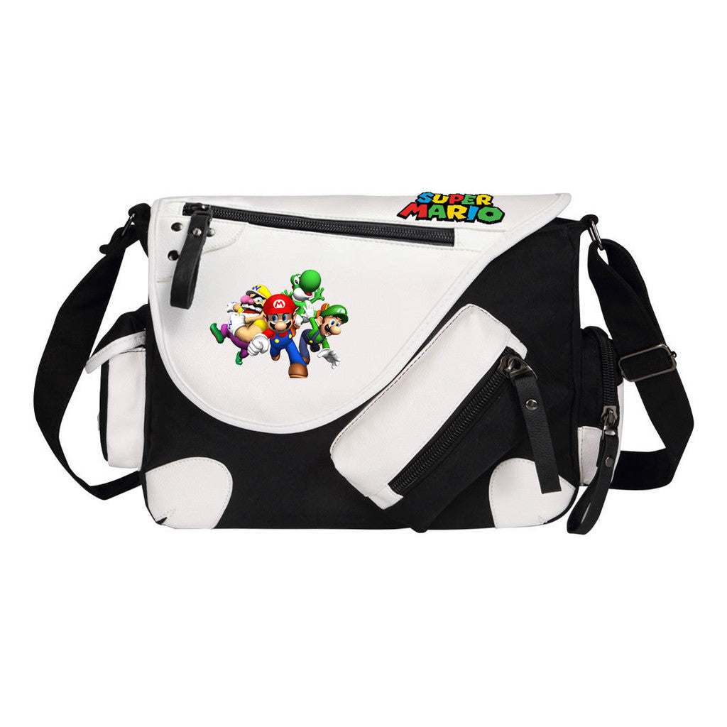 Super Mario Youth Student School Bag Canvas Shoulder Bag Casual Straddle Backpack